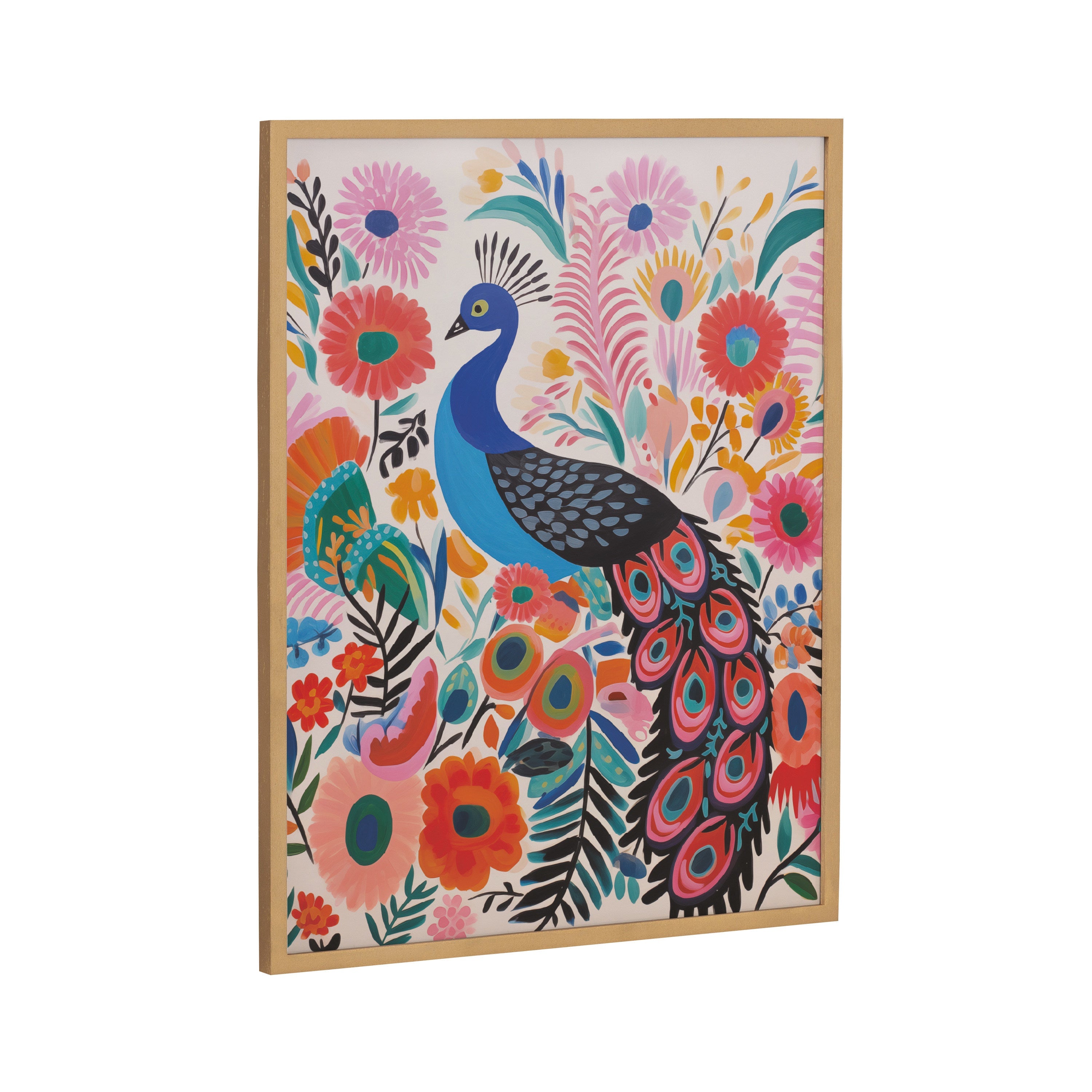 Gallery Bright Colorful Boho Peacock and Botanicals Print by The Creative Bunch Studio
