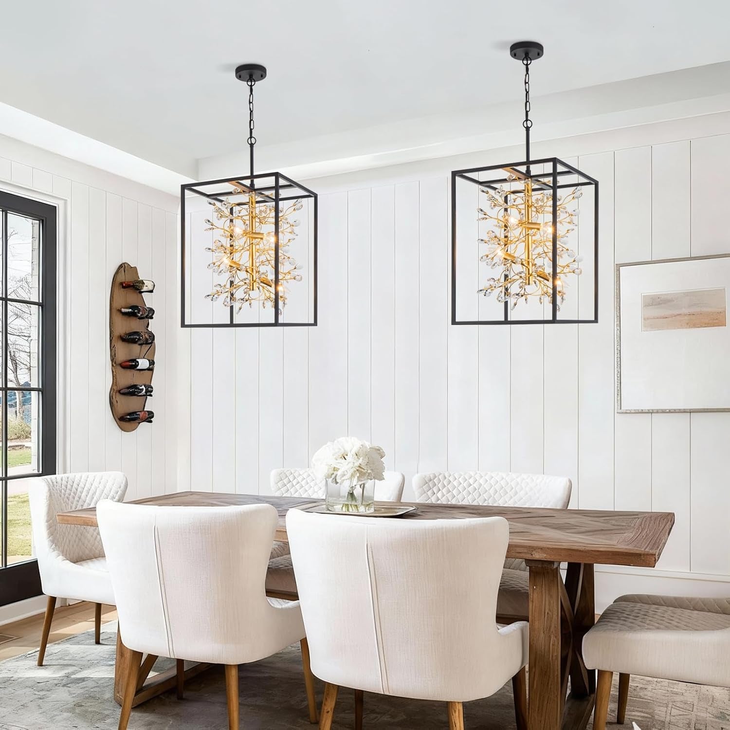 Metallic Blackened Gold Crystal Chandelier Four Light-4