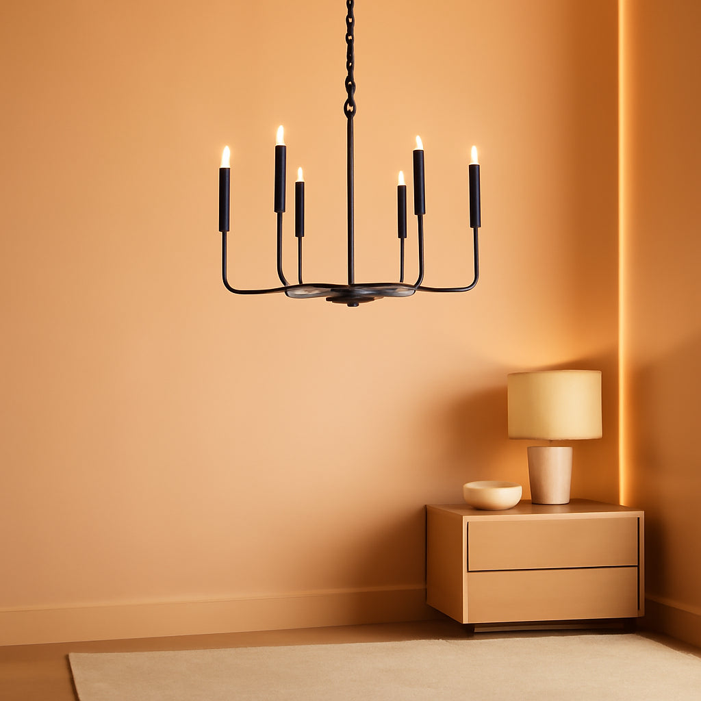 Modern Black 6 Light Chandelier Dining Farmhouse Pendant