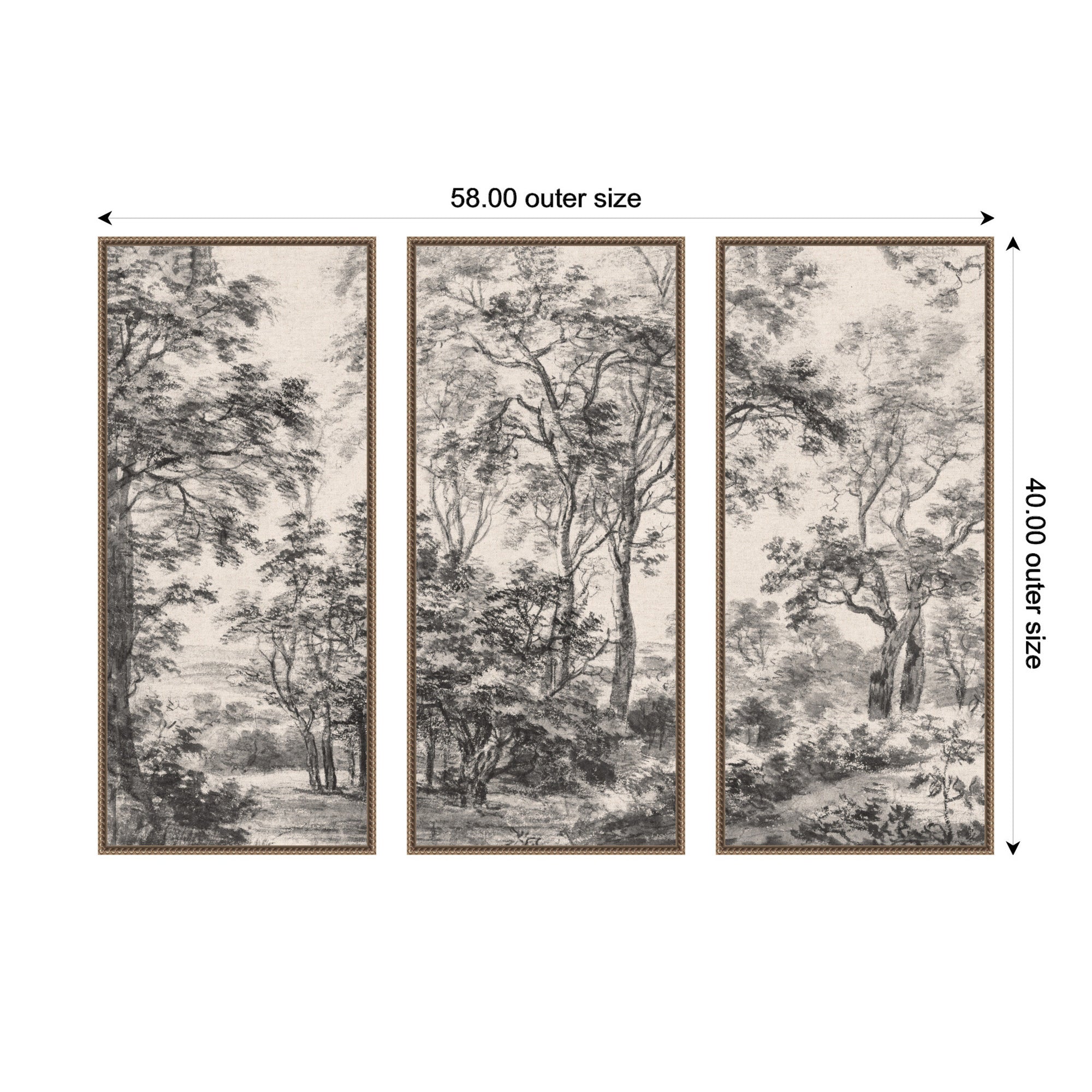 Wooded 1648 Antonie Waterloo Linen Panel 3 Piece Framed Canvas Wall Art Set by Nostalgia Prints