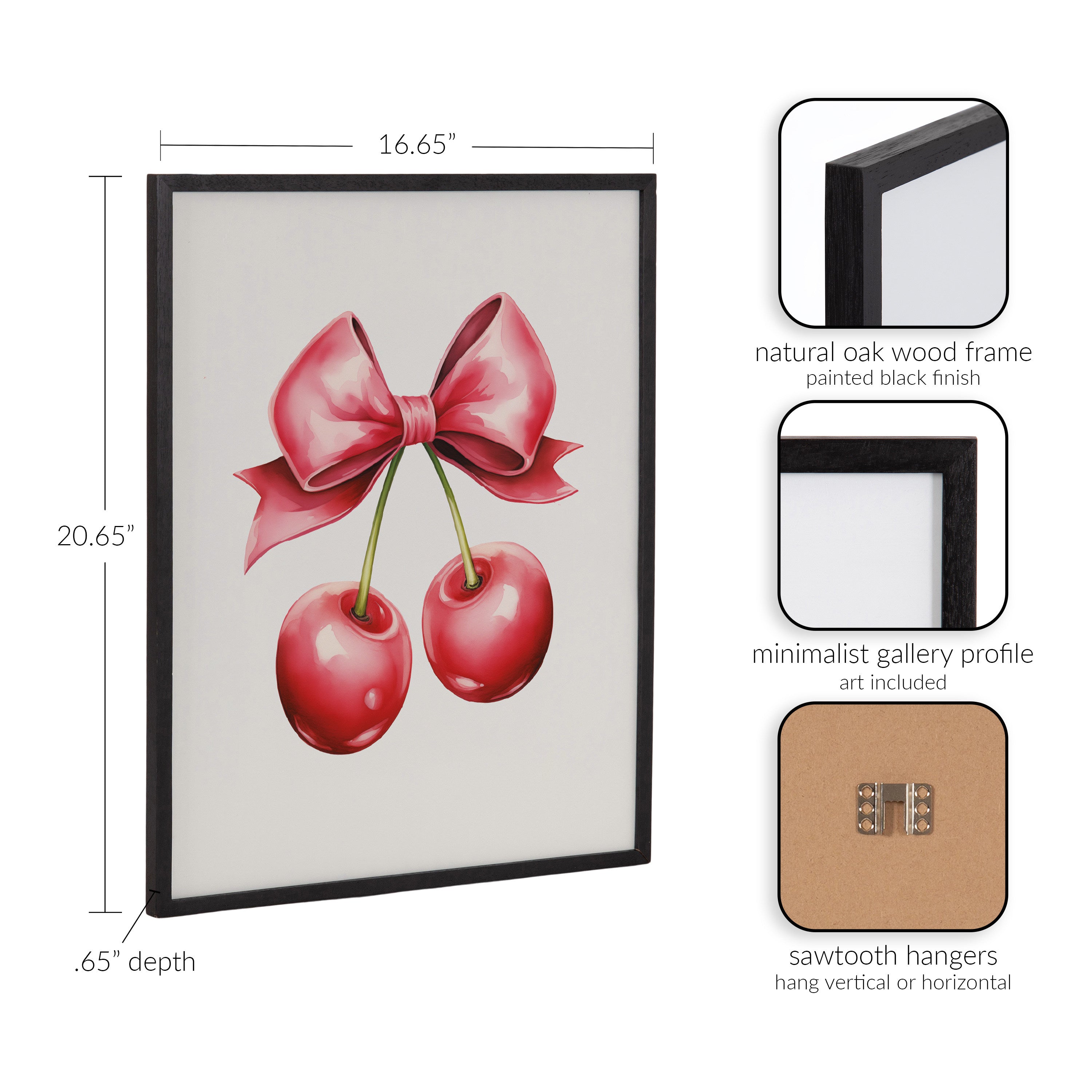 Gallery Coquette Preppy Retro Girly Red Pink Bow Cherries Print by The Creative Bunch Studio