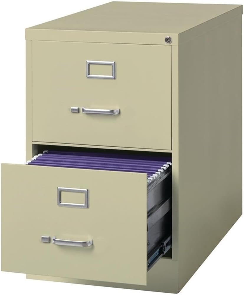 Beige 2 Drawer Locking Metal Vertical File Cabinet