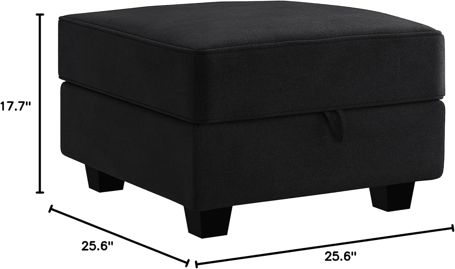 Premium Velvet Black Multifunctional Storage Ottoman