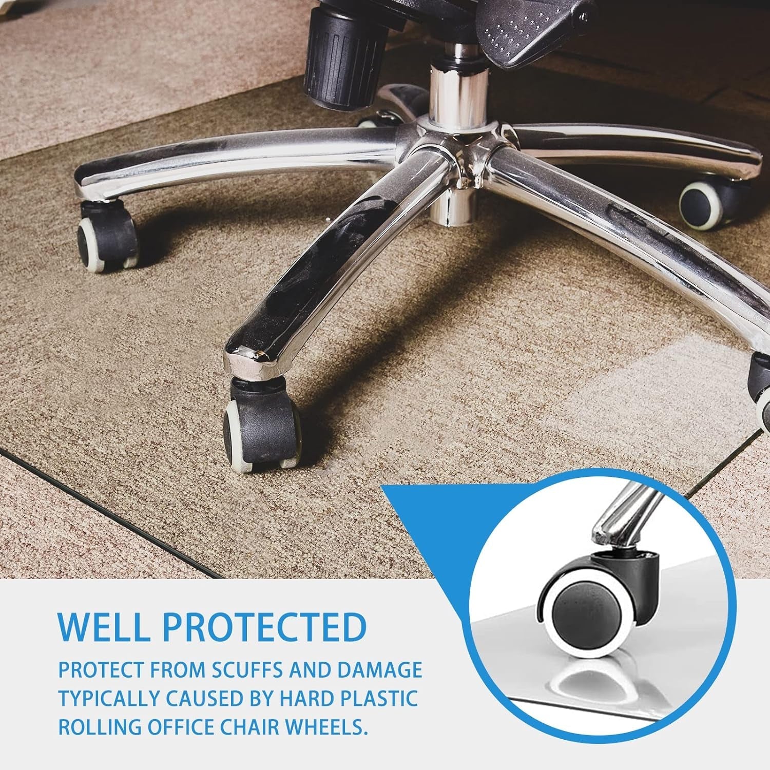 Tempered Glass Chair Mat For Carpet 36x46 Inches Anti Slip