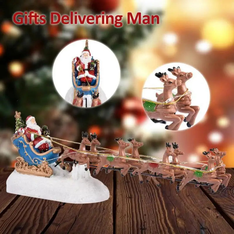 Christmas Village LED Santa's Sleigh & Reindeer Ornament (5PCS )-1