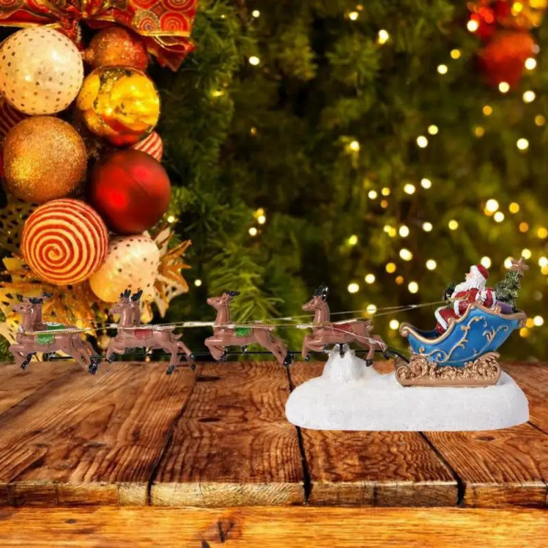 Christmas Village LED Santa's Sleigh & Reindeer Ornament (5PCS )-3