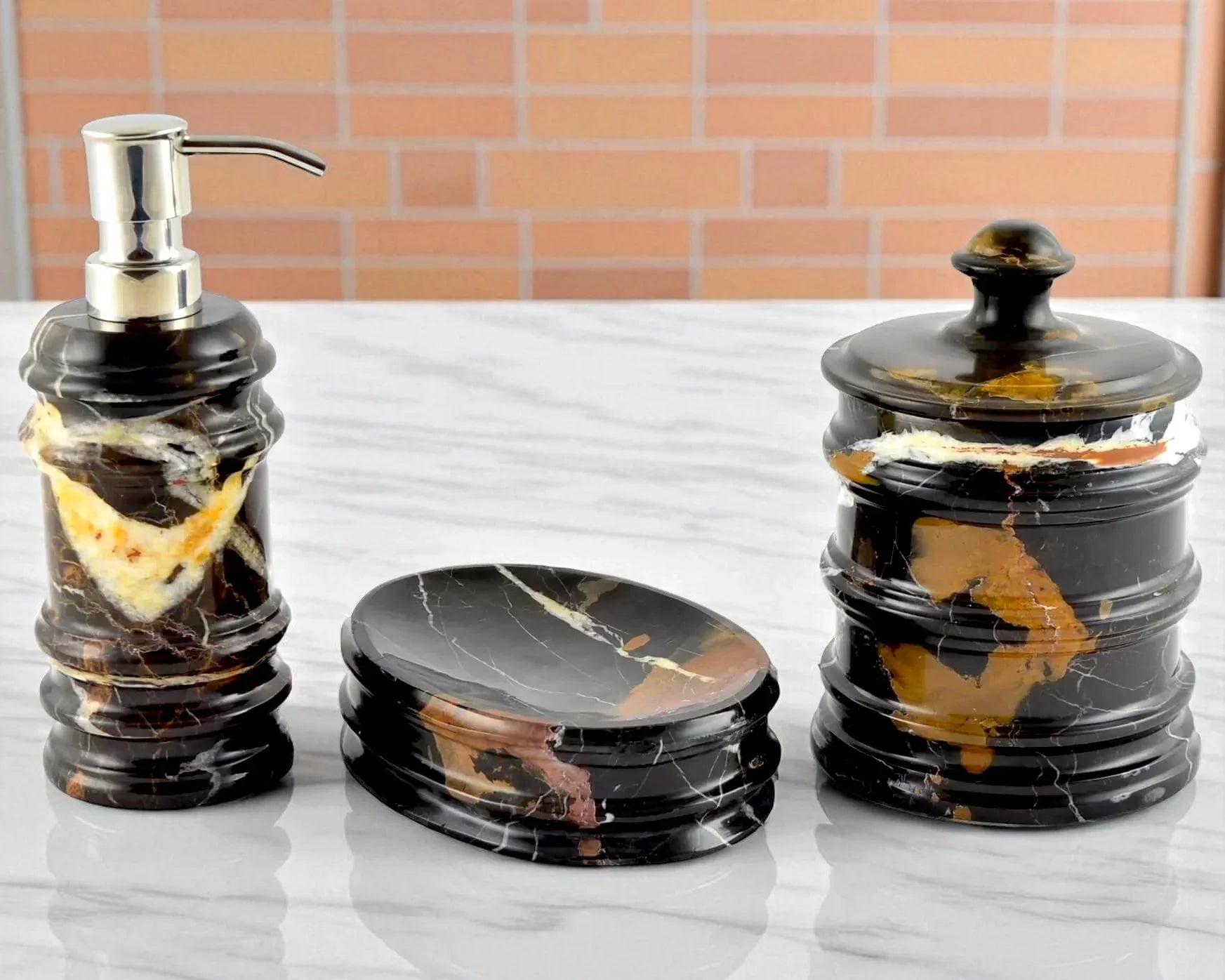 Michelangelo Marble 3-Piece Bathroom Accessory Set