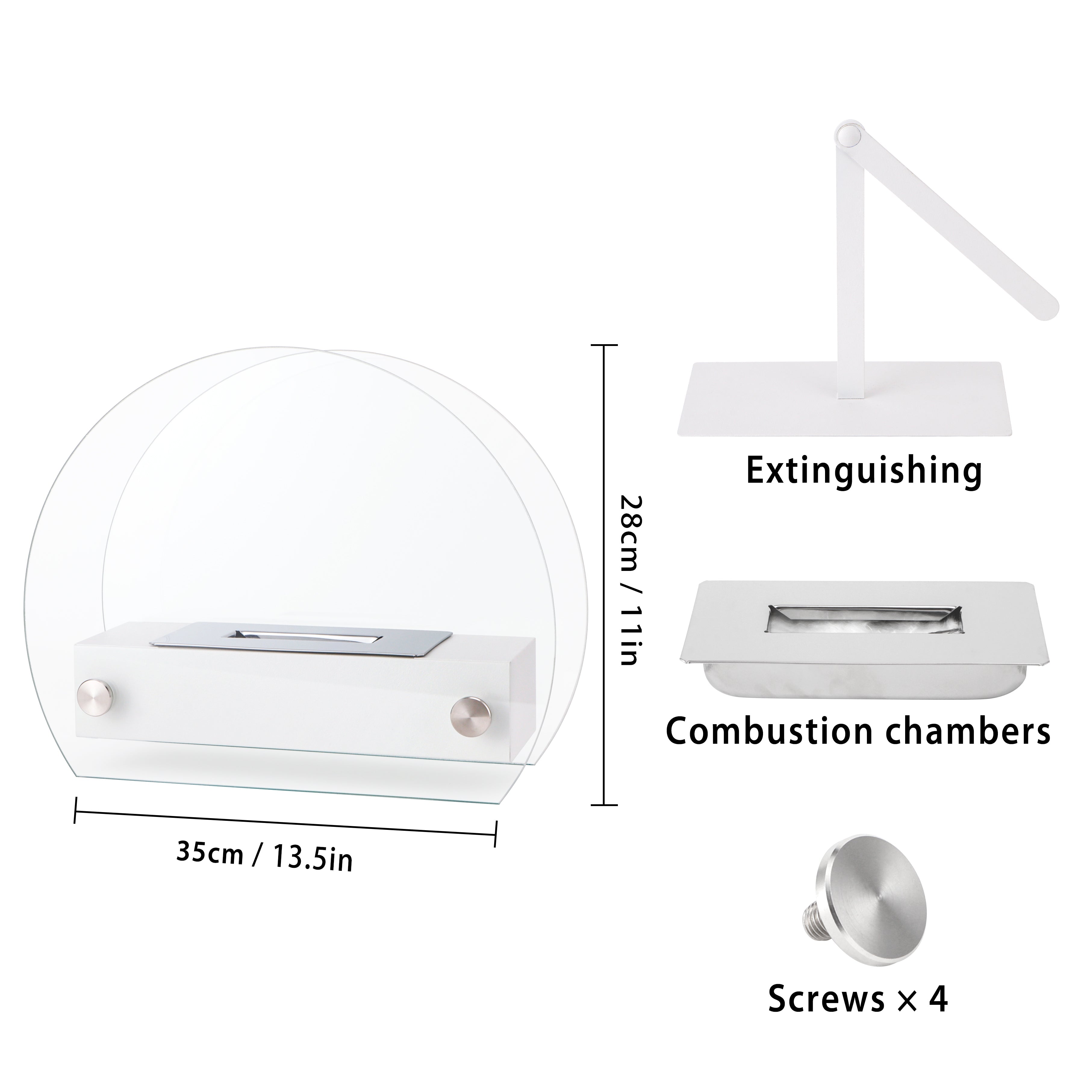 4" x 14" x 11" Fire Burning Fireplace(White)-4