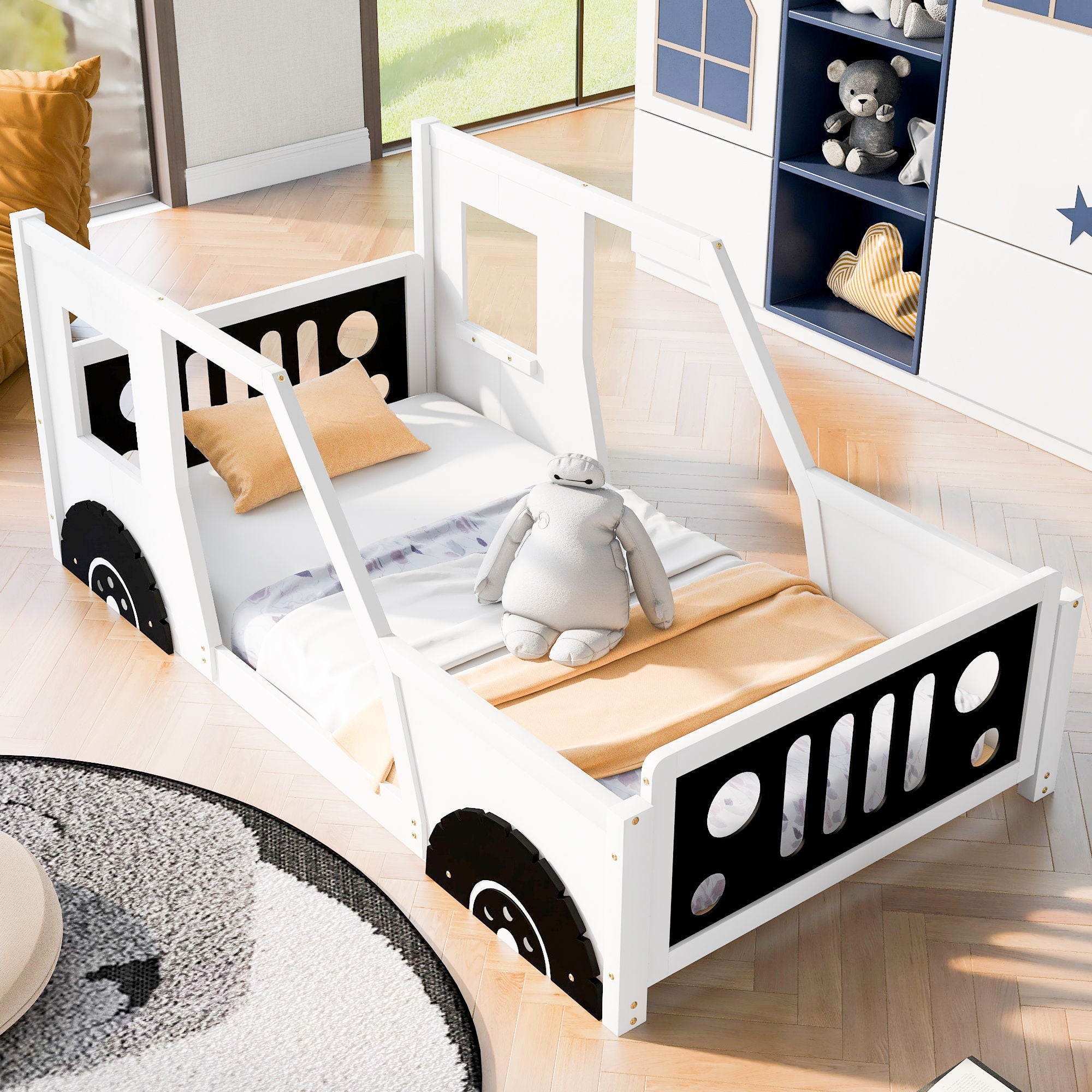Classic Car Shaped Platform Bed With Wheels