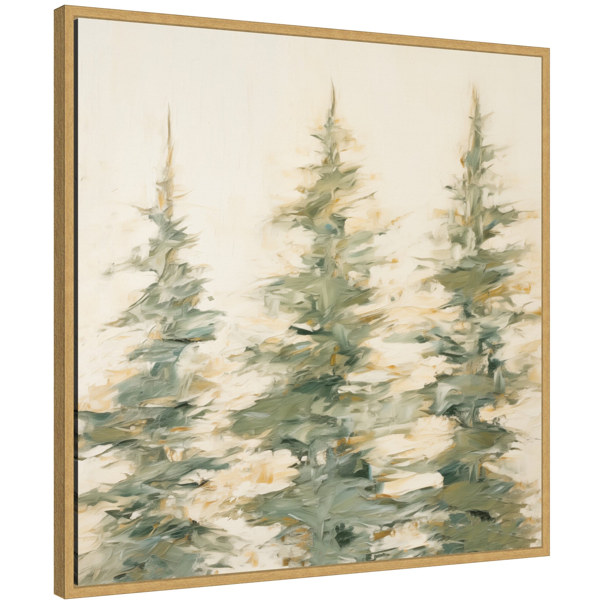 Sylvie Evergreen Trees Abstract Framed Canvas by The Creative Bunch Studio