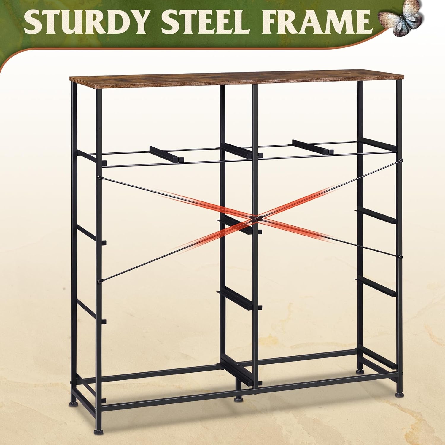 10 Drawer Fabric Dresser In Rustic Brown Wood Grain Finish