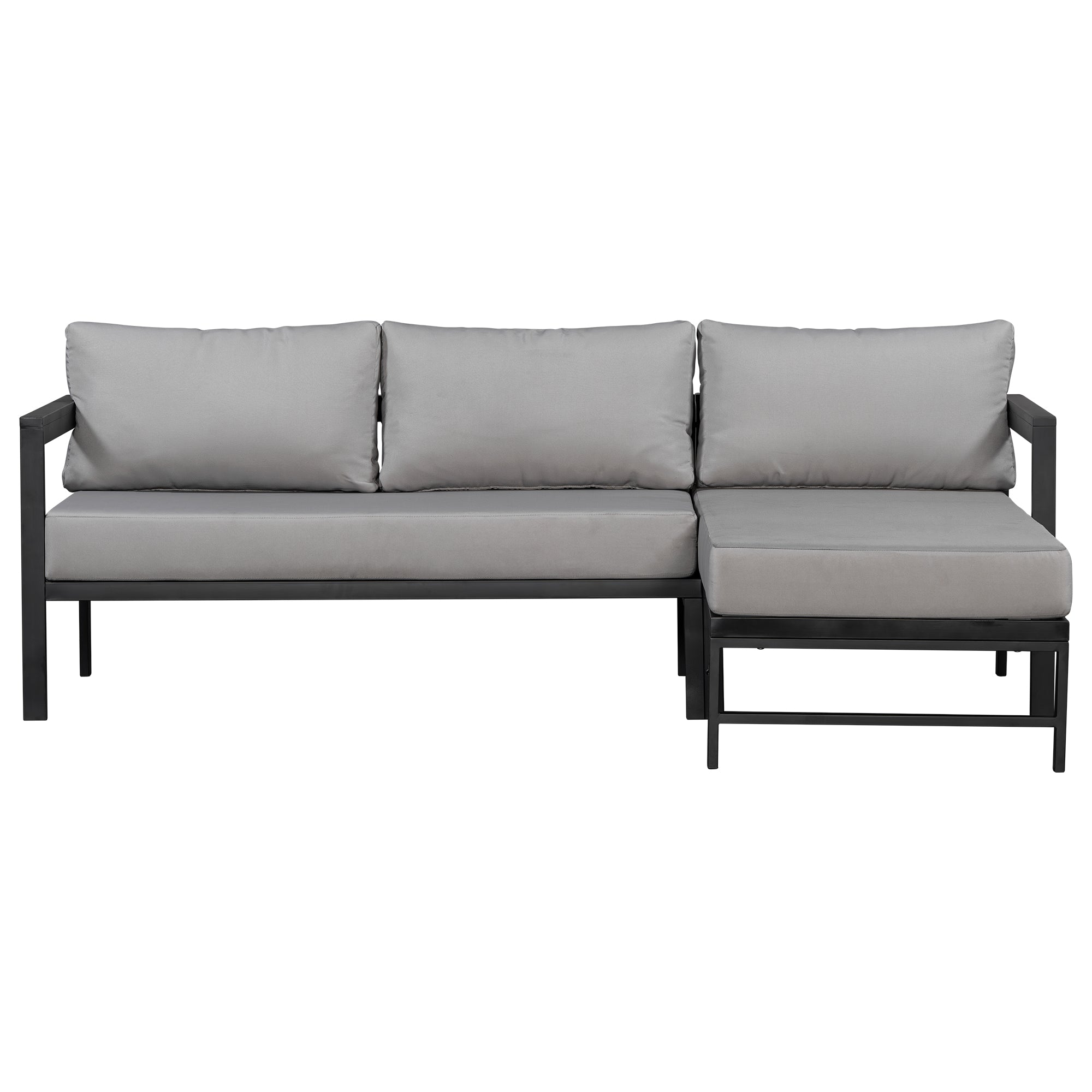 U_style Outdoor L-Shaped Sofa with Iron Frame and Ultra-Thick Cushions