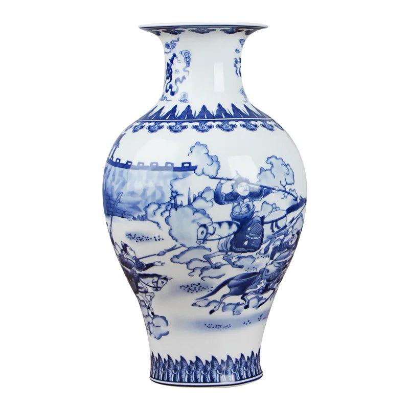 Classic Antique Chinese Blue and White Ceramic Vase - PRHOMZ