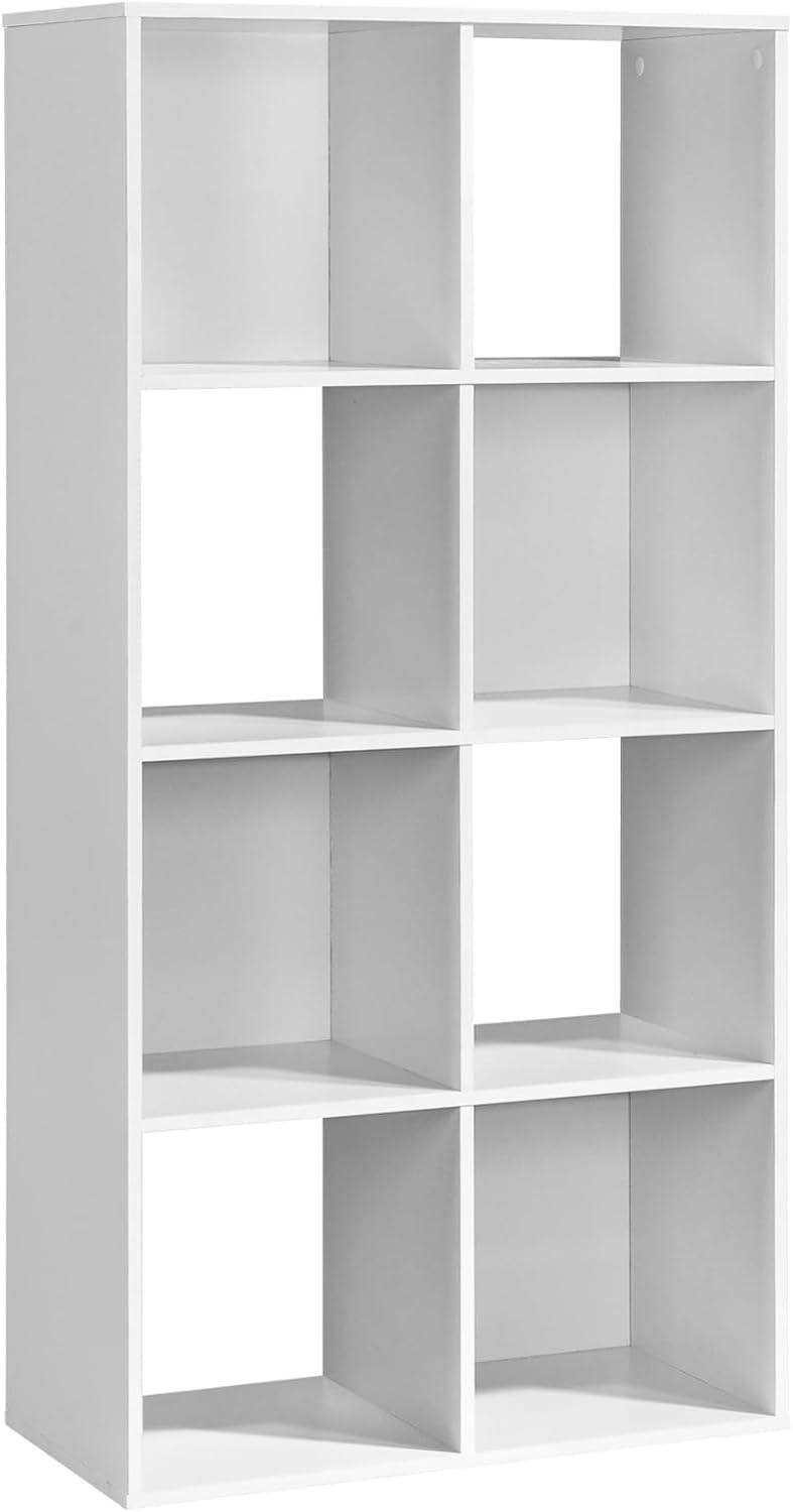 37.13 in. H x 23.47 in. W x 11.61 in. D White Wood 8-Cube Storage Organizer - PRHOMZ