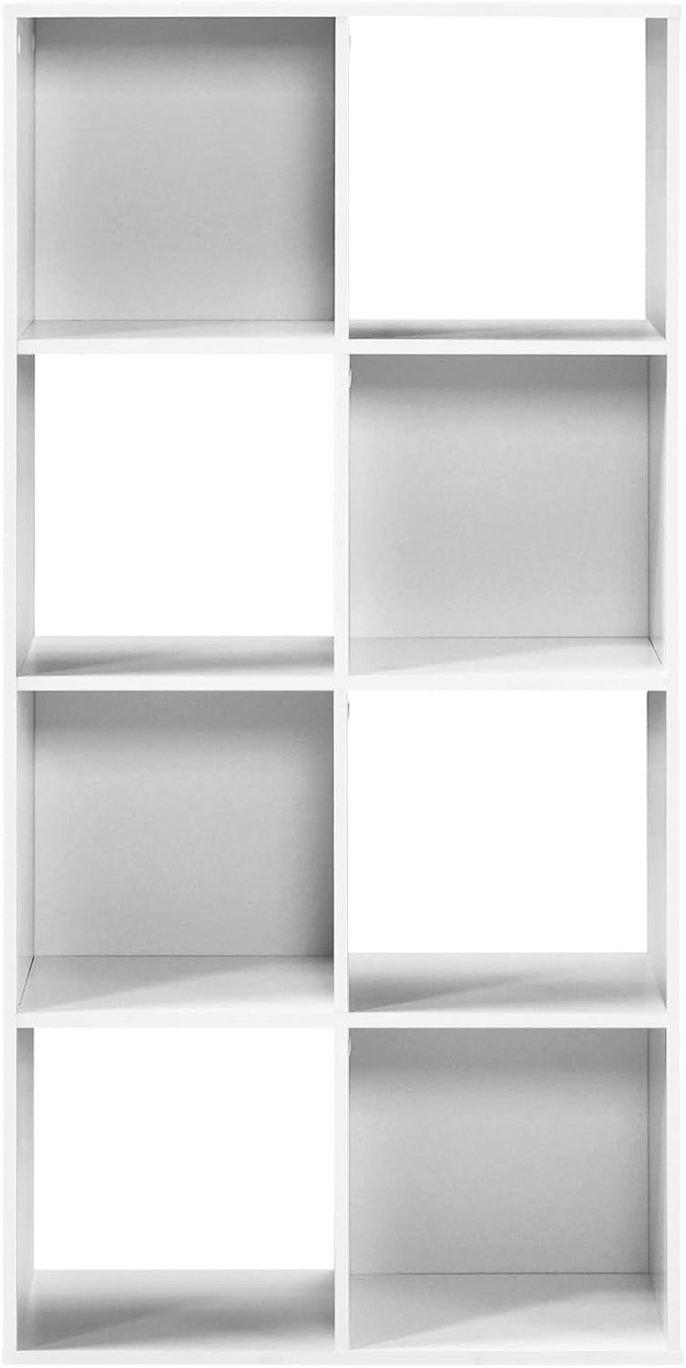 37.13 in. H x 23.47 in. W x 11.61 in. D White Wood 8-Cube Storage Organizer - PRHOMZ