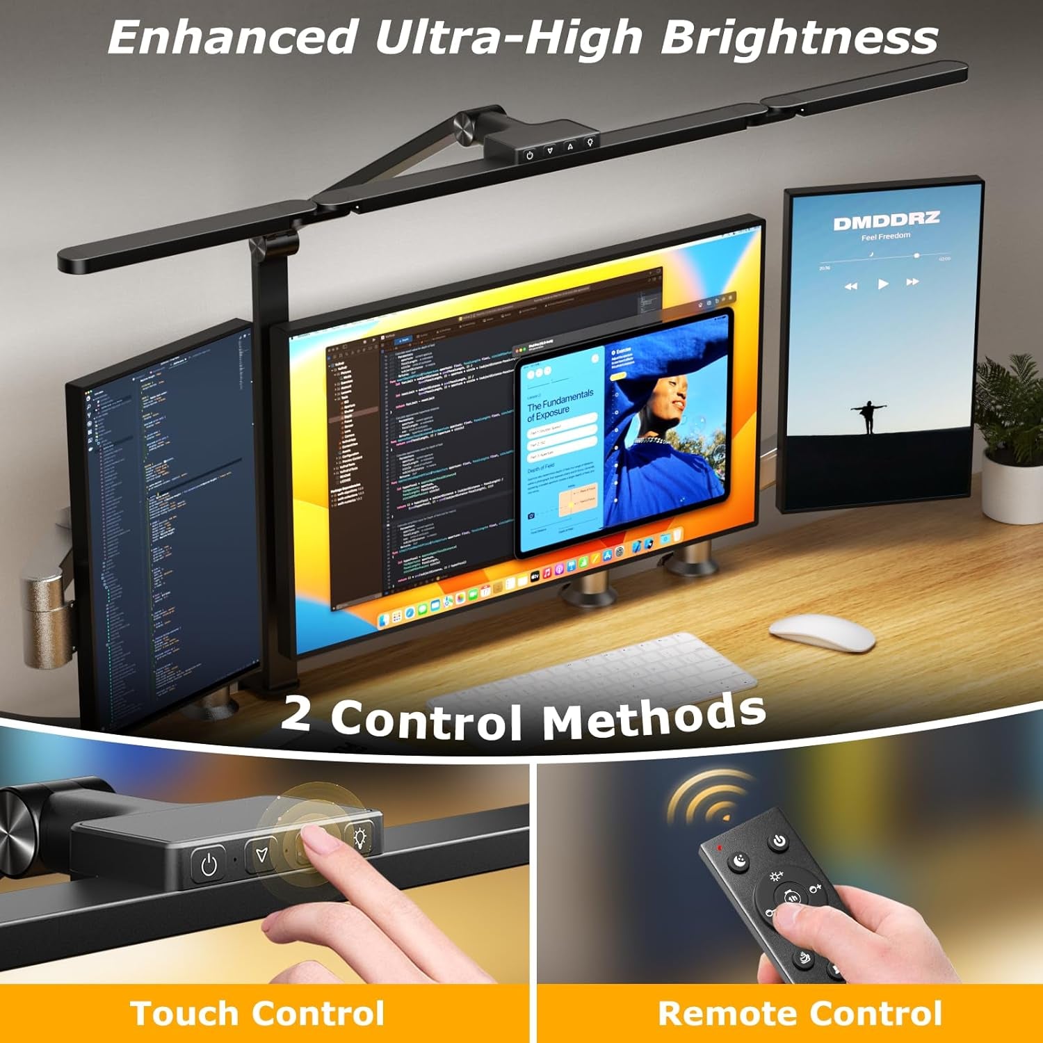 LED Desk Lamp With Clamp Stepless Dimming Home Office