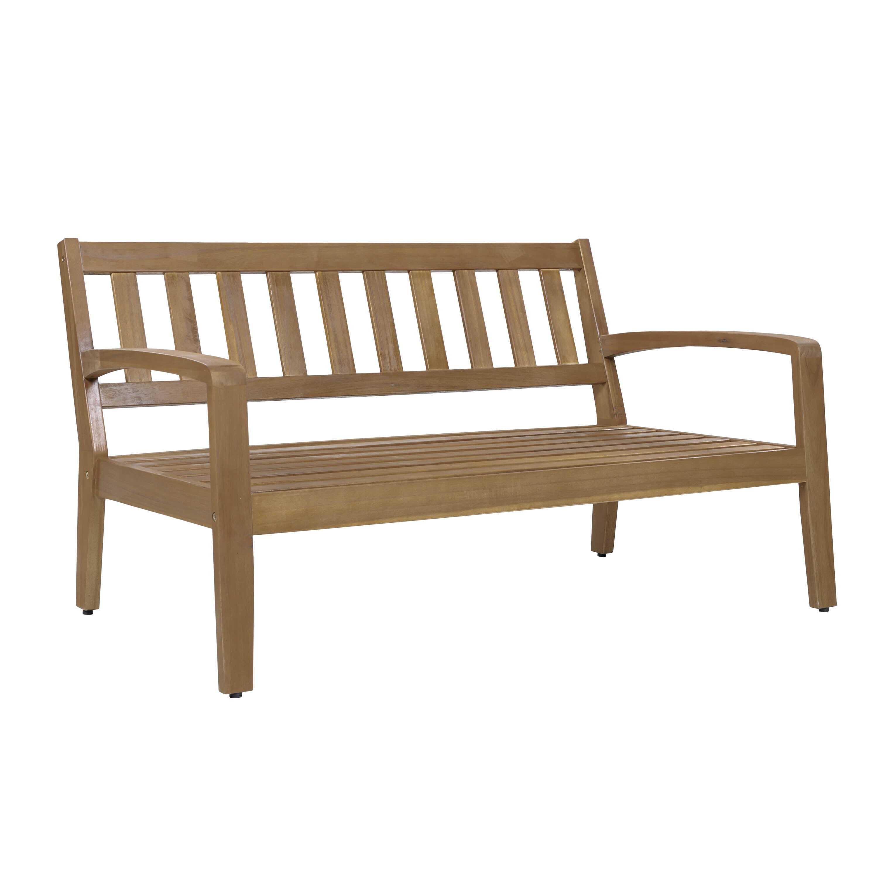 2-Piece Outdoor Gray Acacia Wood Conversation Set