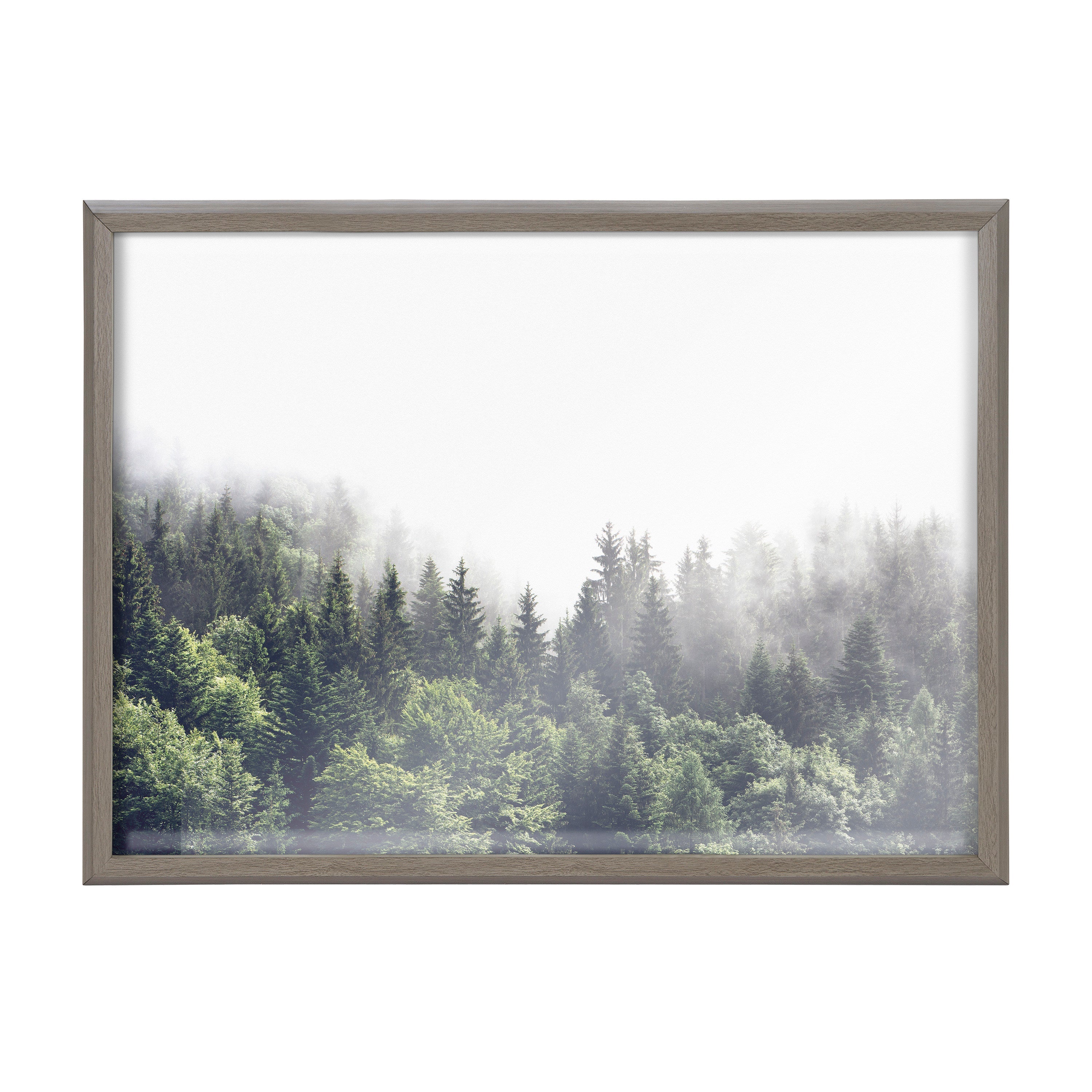 Blake Lush Green Forest on a Foggy Day Framed Printed Glass by The Creative Bunch Studio