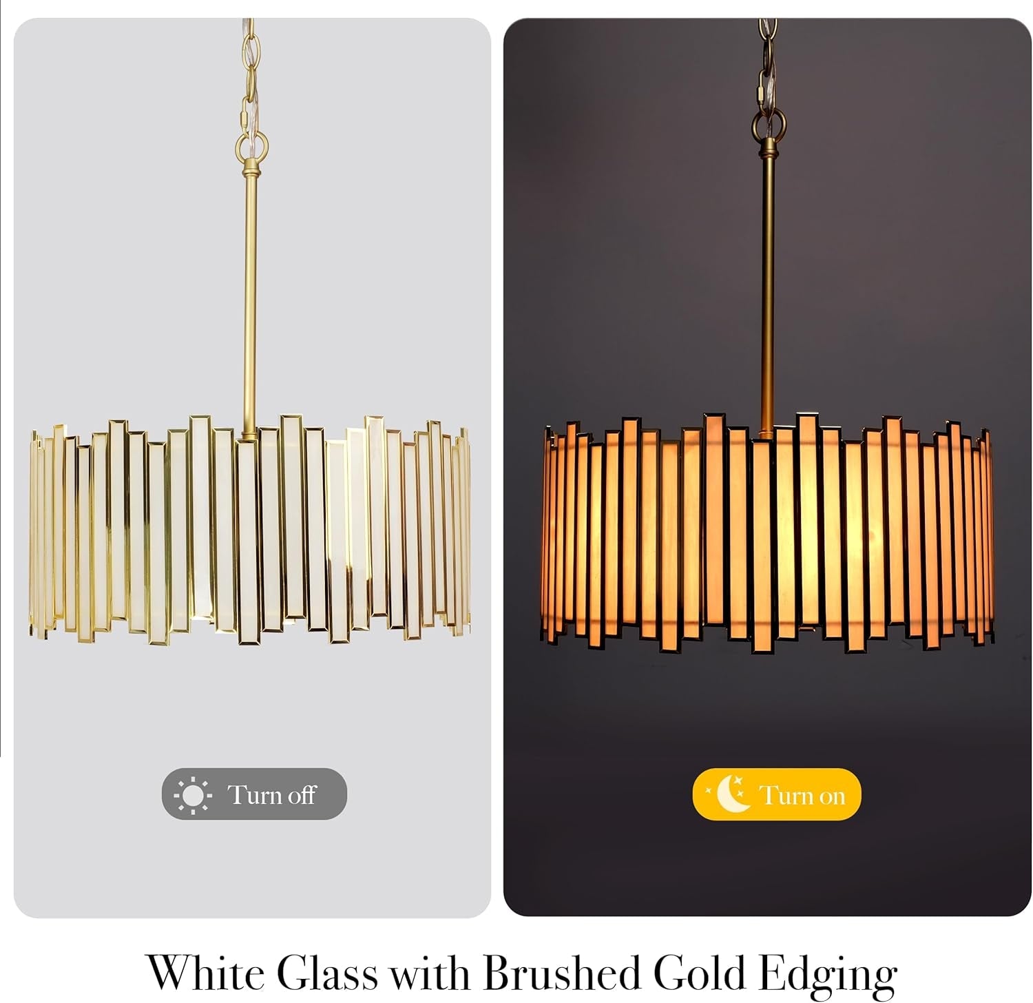 Gold Drum Chandelier Pendant Fixture Tiffany Glass-3