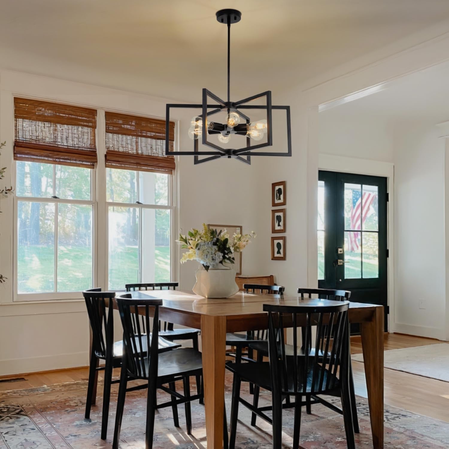 Black 23 Inch Chandelier 6 Light Farmhouse Dining Room-3