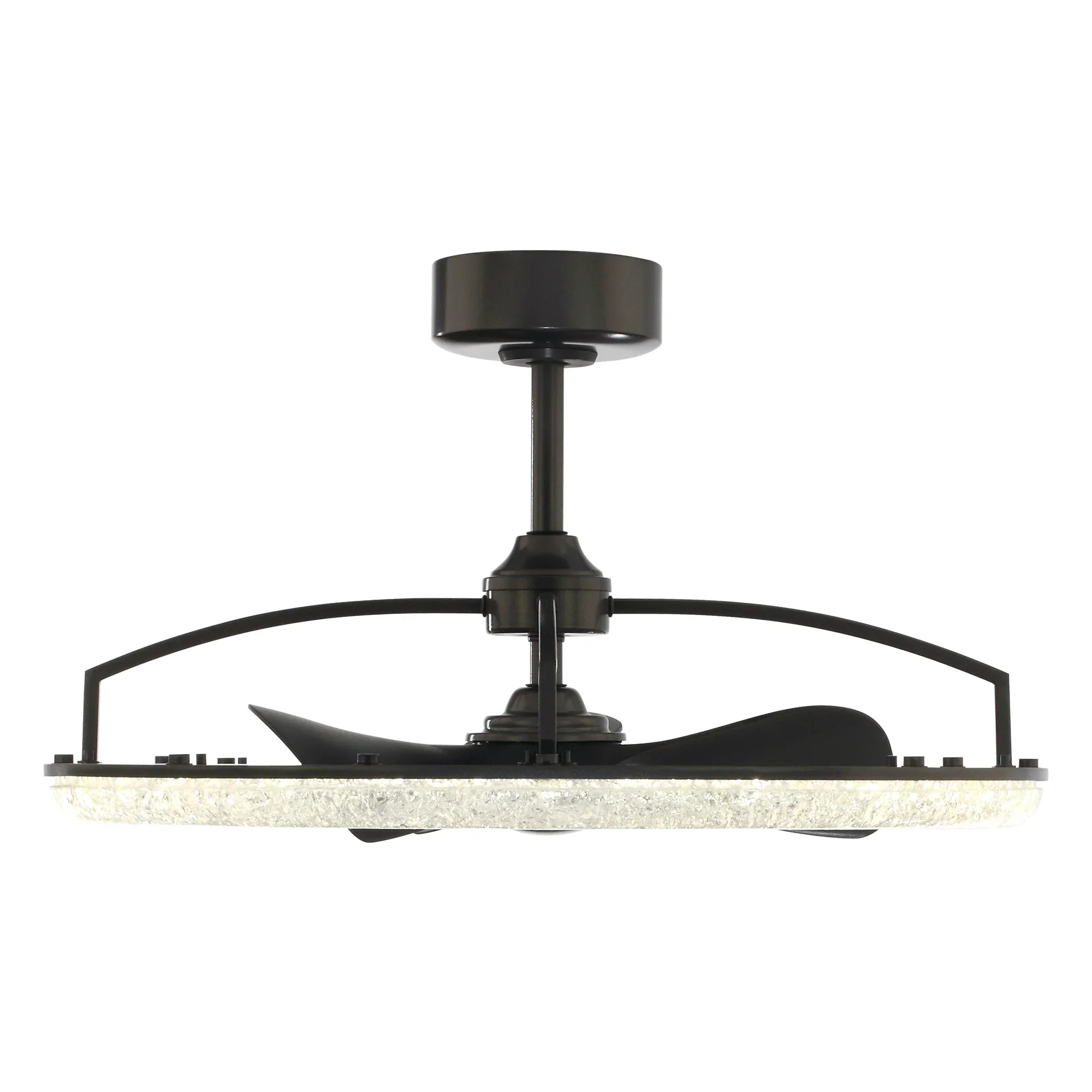 Perimost 32 Inch Black Downrod Mount Luxury Fandelier with Light and Remote Control