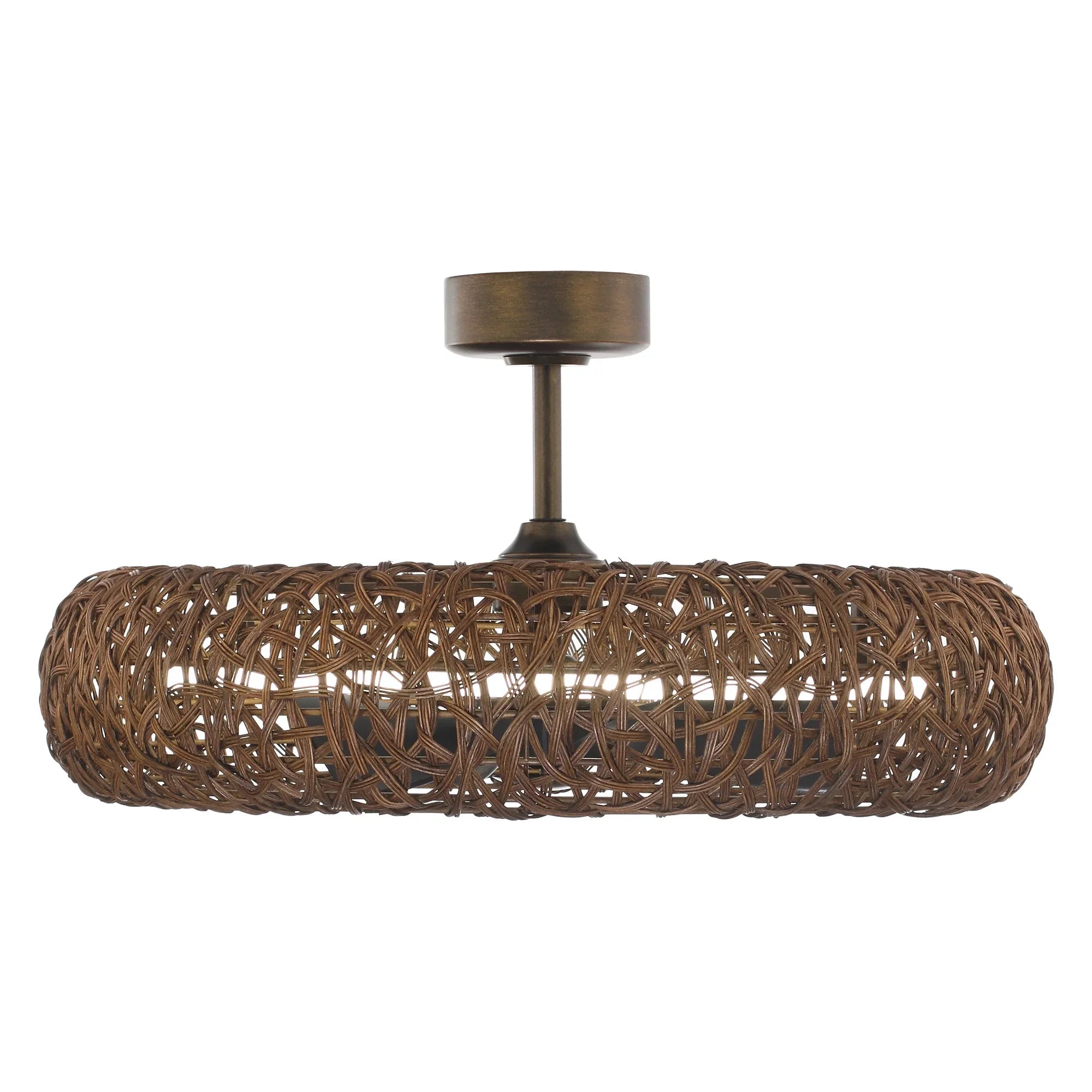 Perimost 35 Inch Golden Bronze Downrod Mount Luxury Fandelier with Light and Remote Control