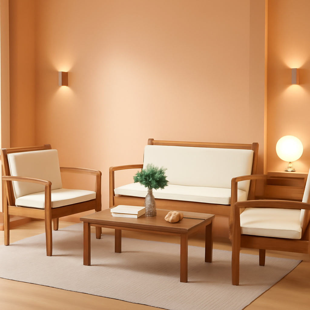 4 Piece Outdoor Bistro Sofa Set With Coffee Table White