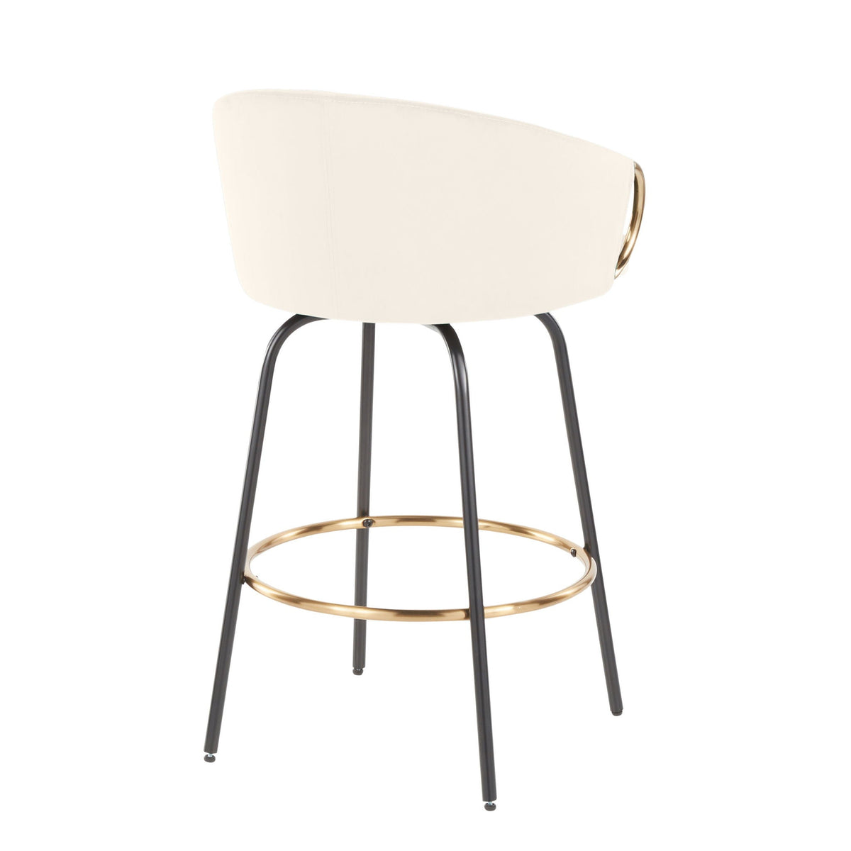 Contemporary Glam Counter Stool Set of 2 with Upholstered Seats – Light Blue, Dark Green, Beige, or Black