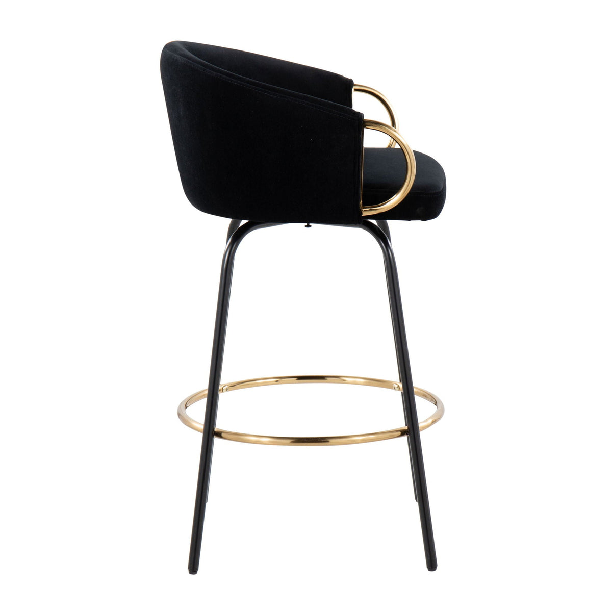 Contemporary Glam Counter Stool Set of 2 with Upholstered Seats – Light Blue, Dark Green, Beige, or Black