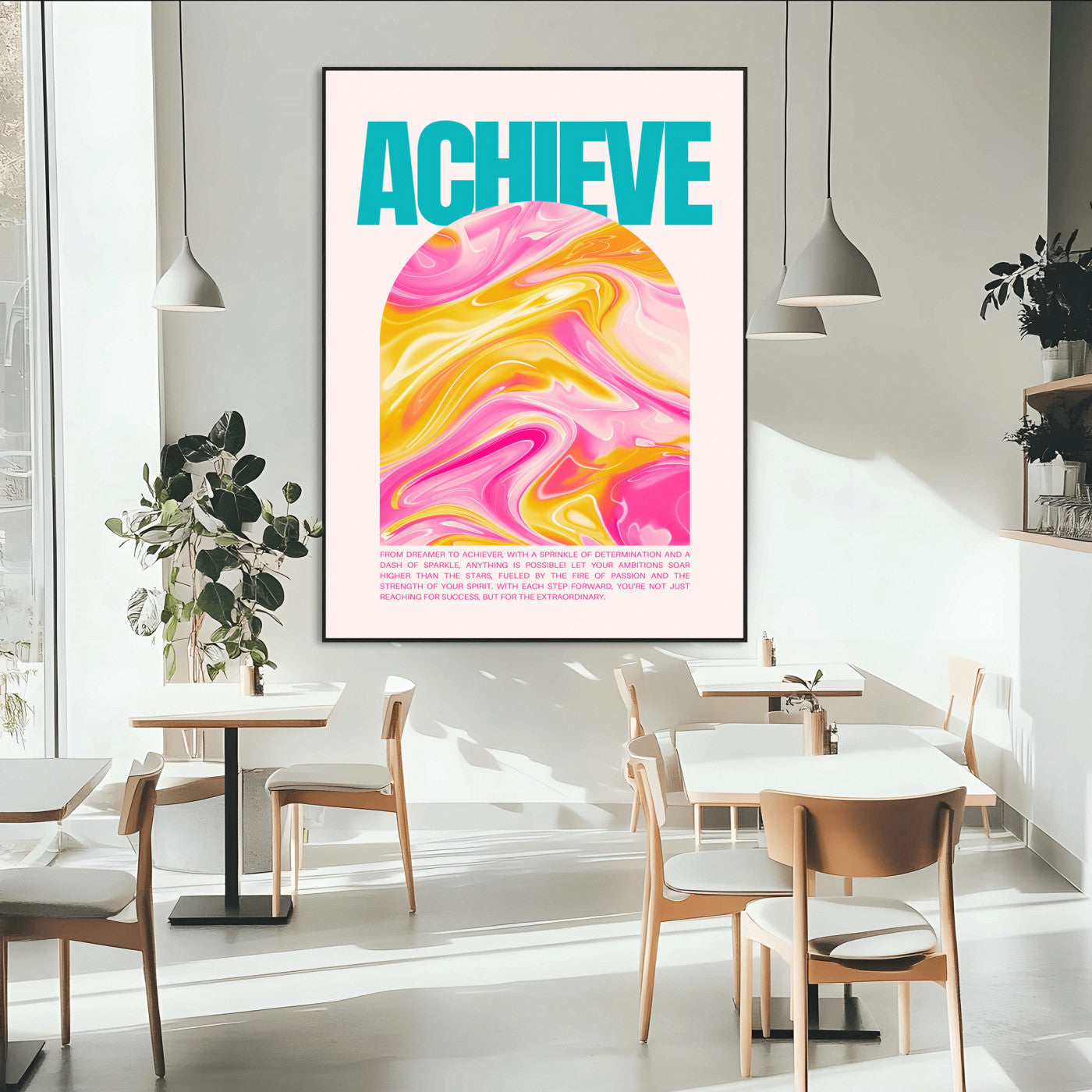 Achieve Motivational Wall Art – Colorful Abstract Swirl