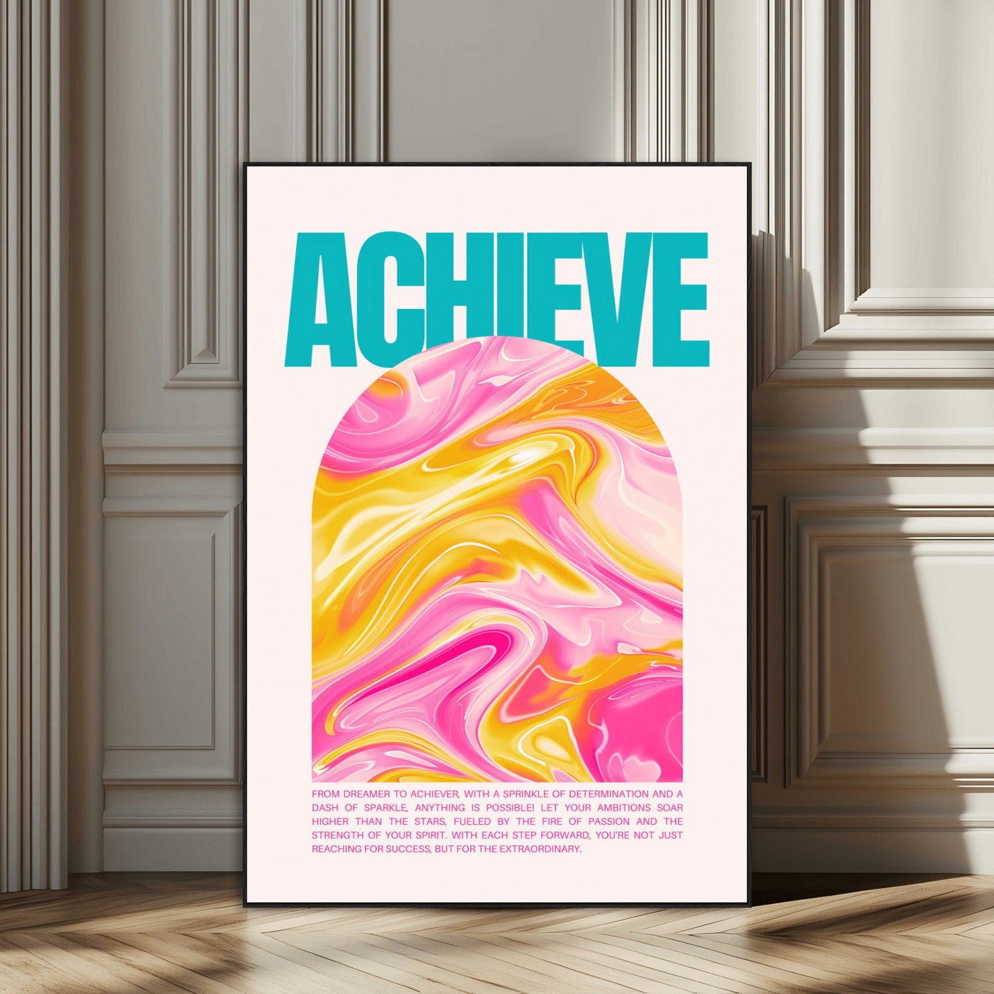 Achieve Motivational Wall Art – Colorful Abstract Swirl