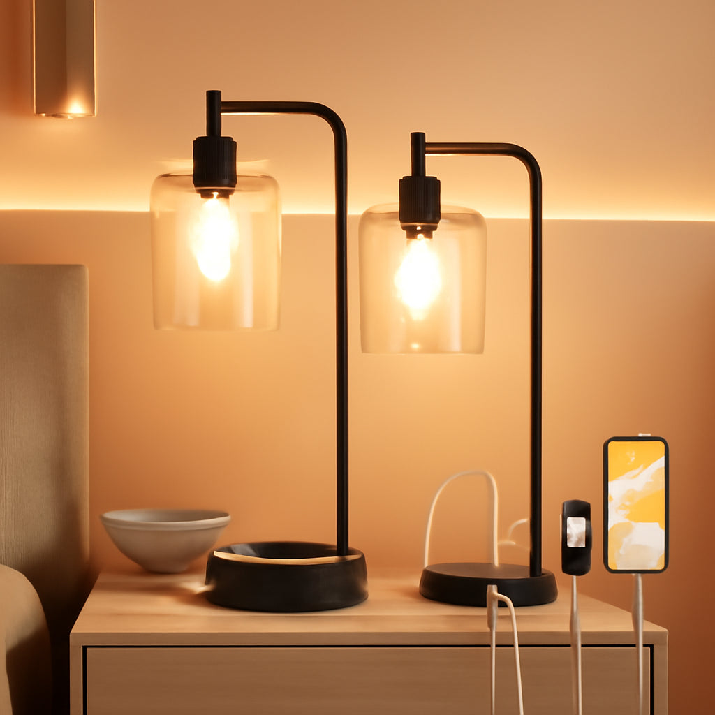 Industrial Touch Table Lamps 2 Pack Black 3 Way Dimming