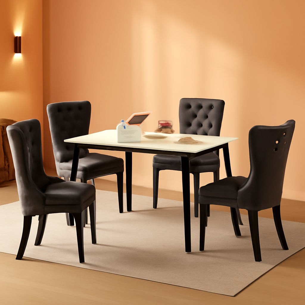 Black And Dark Grey Velvet Dining Chairs Set Of 6 With Nailhead Trim Pull Ring