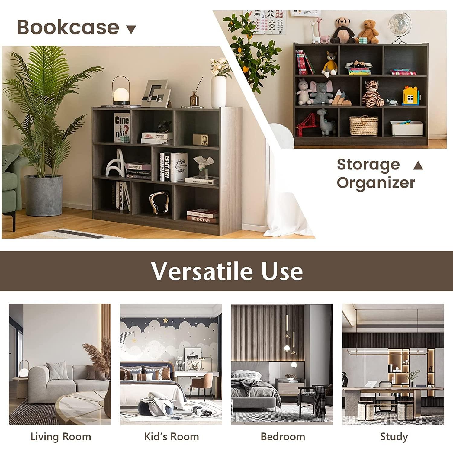 Grey 8 Cube Modular Bookcase For Living Rooms With Display