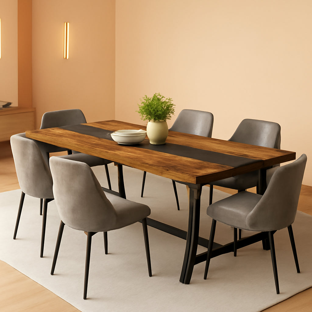 Dining Table For 8 70.87 Inch Rectangular Wood Metal Frame