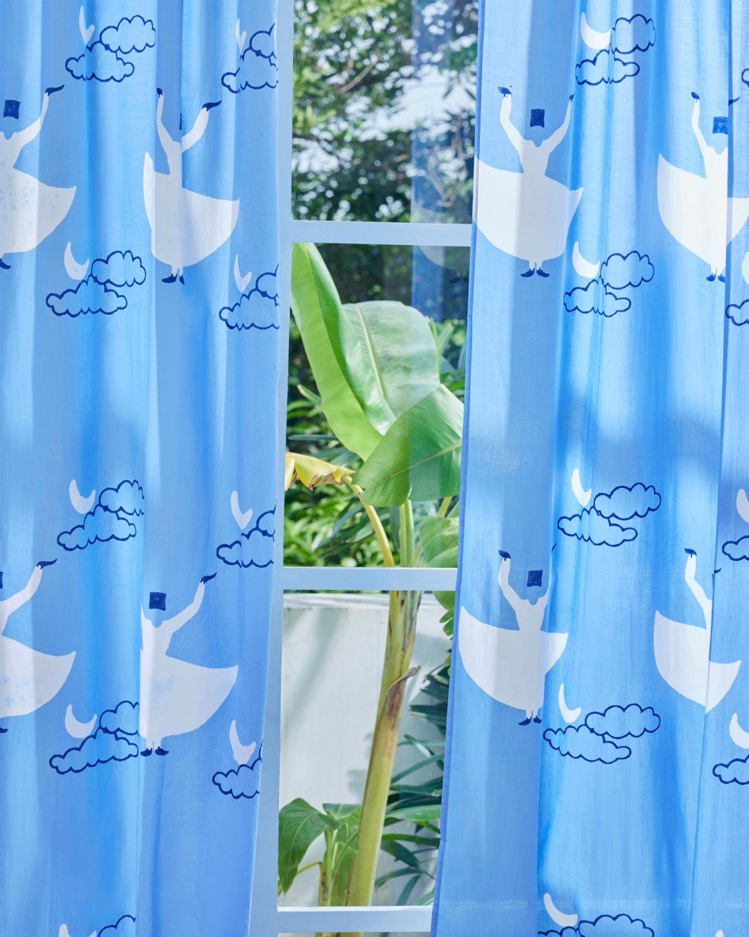 Blue Hand Block Printed Linen Curtains | Whirling Dervish Design-2