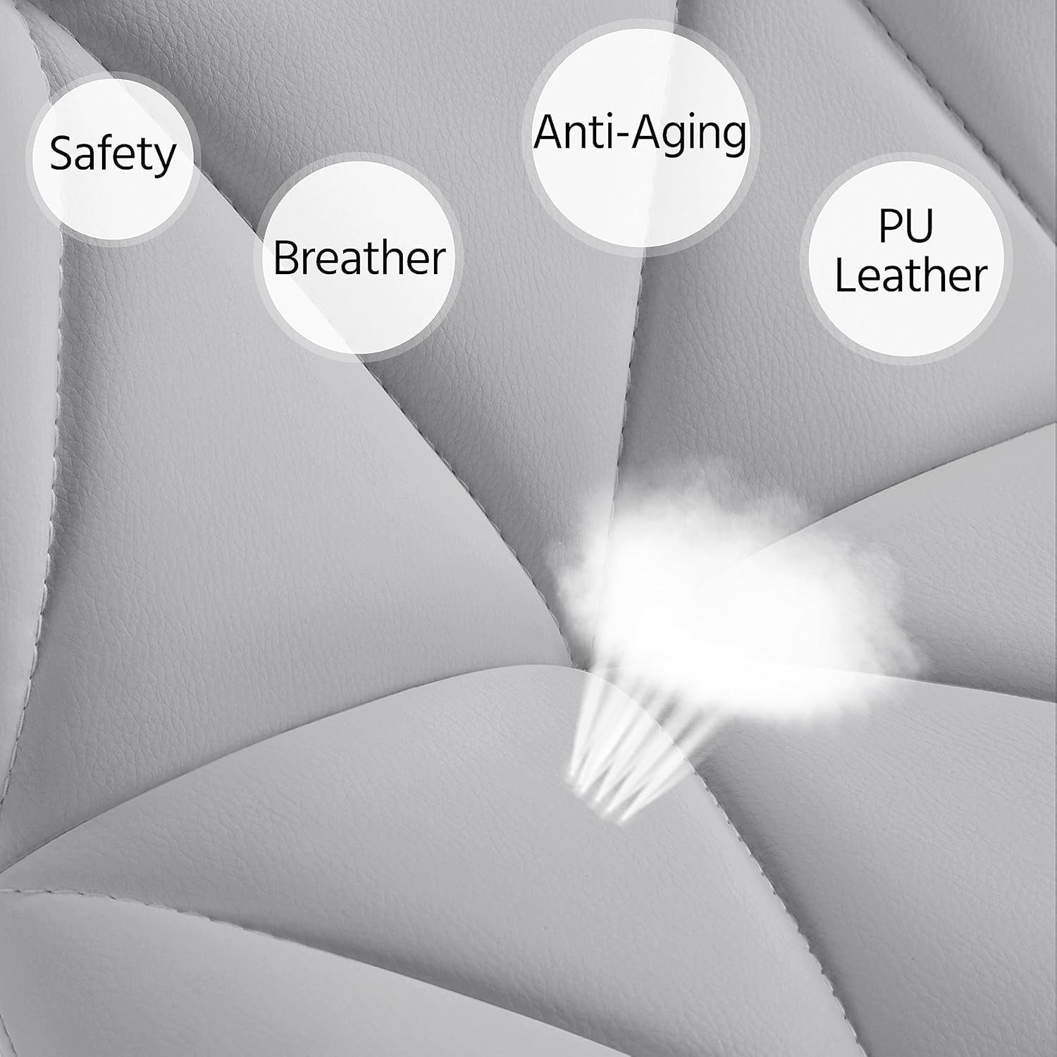 Bar Stools Set Of 2 Adjustable Swivel PU Leather Light Grey