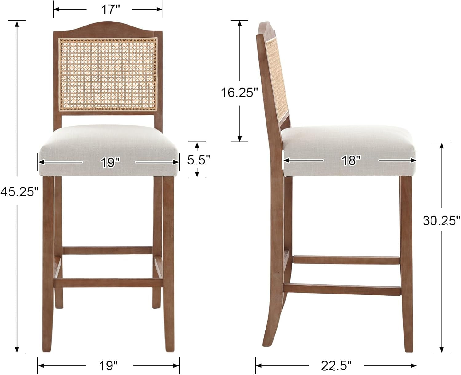 Counter Height Bar Stools Set 2 30 Inch Beige For Kitchen Island