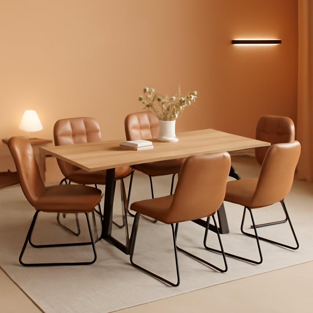 Expandable Oak Wood Dining Table Set For 6 To 8 Seats 51 To 67 Inches