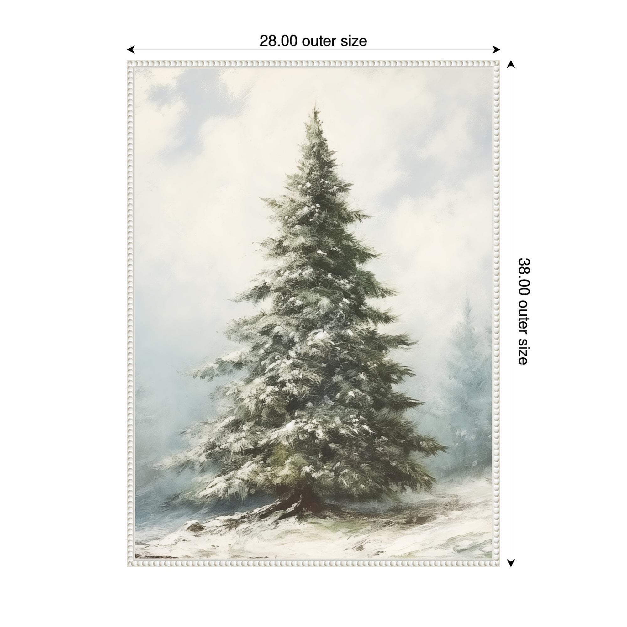 Sylvie Beaded Snow Covered Evergreen Fir Tree Framed Canvas by The Creative Bunch Studio