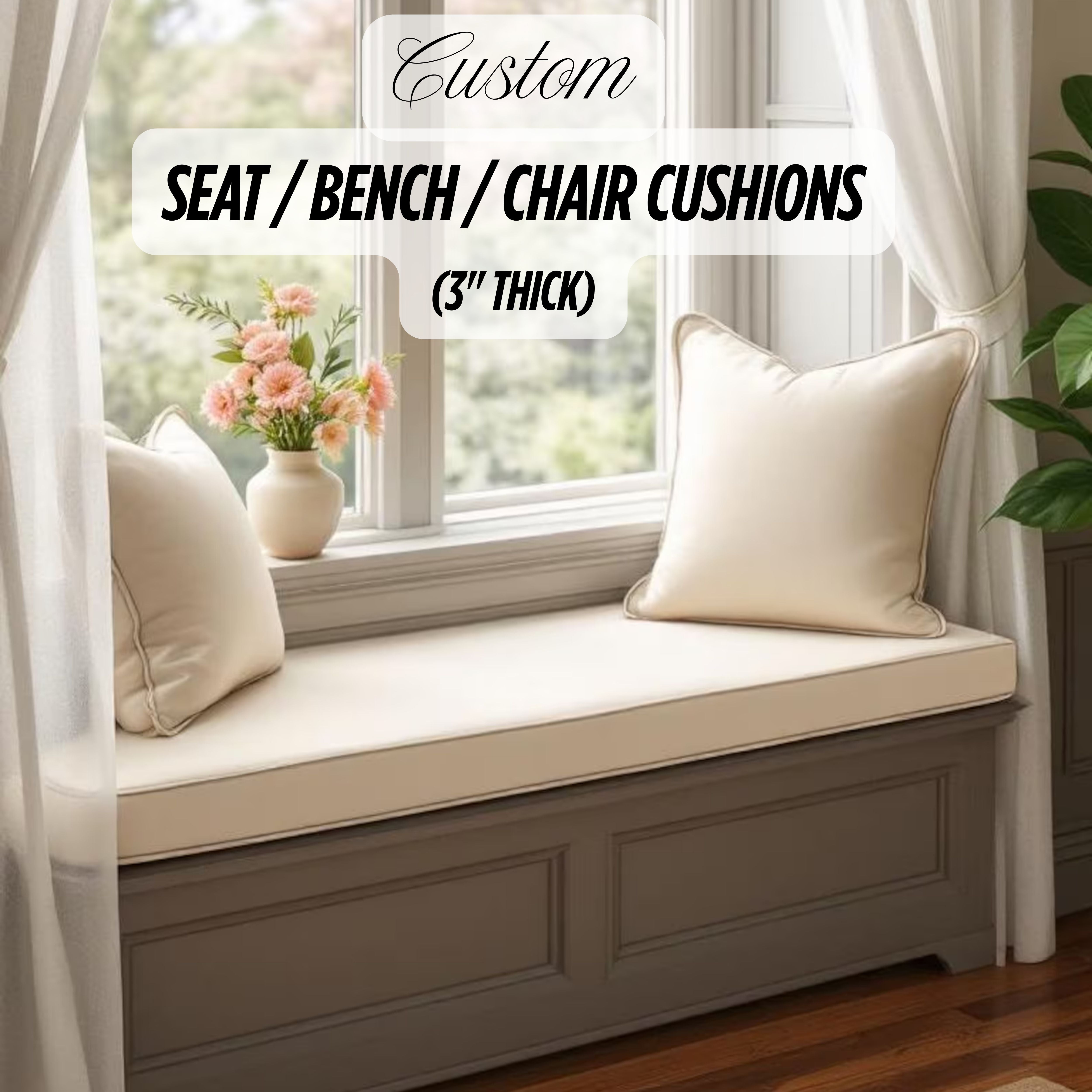 Custom 3 Inch (7.5cm) Rectangular Foam Bench Pad, Seat Pad & Sofa Cushions | Made to Measure in Cotton Velvet, Linen or Organic Cotton for Indoor & Outdoor Furniture-1
