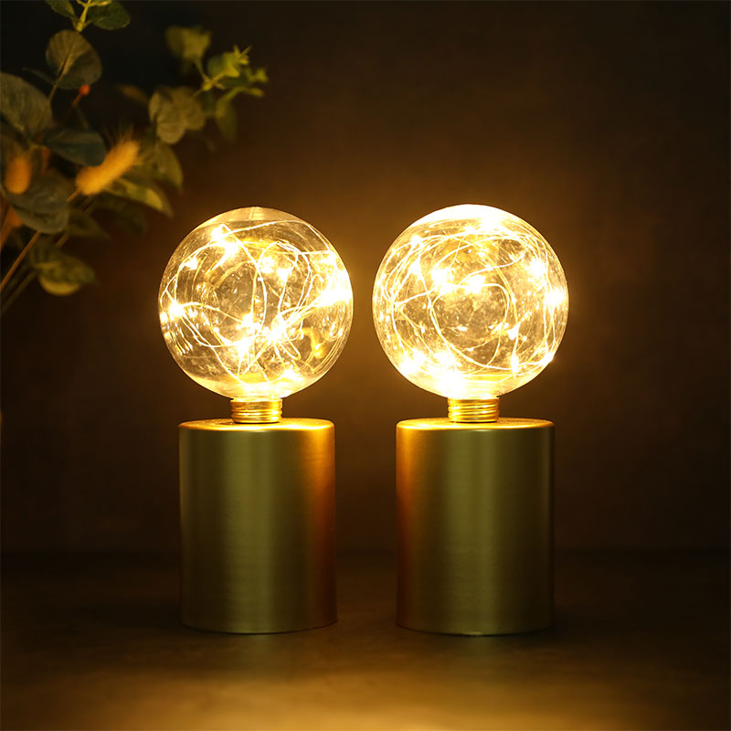 8" Tall Gold Battery Powered Table Lamp(Set of 2 )-0