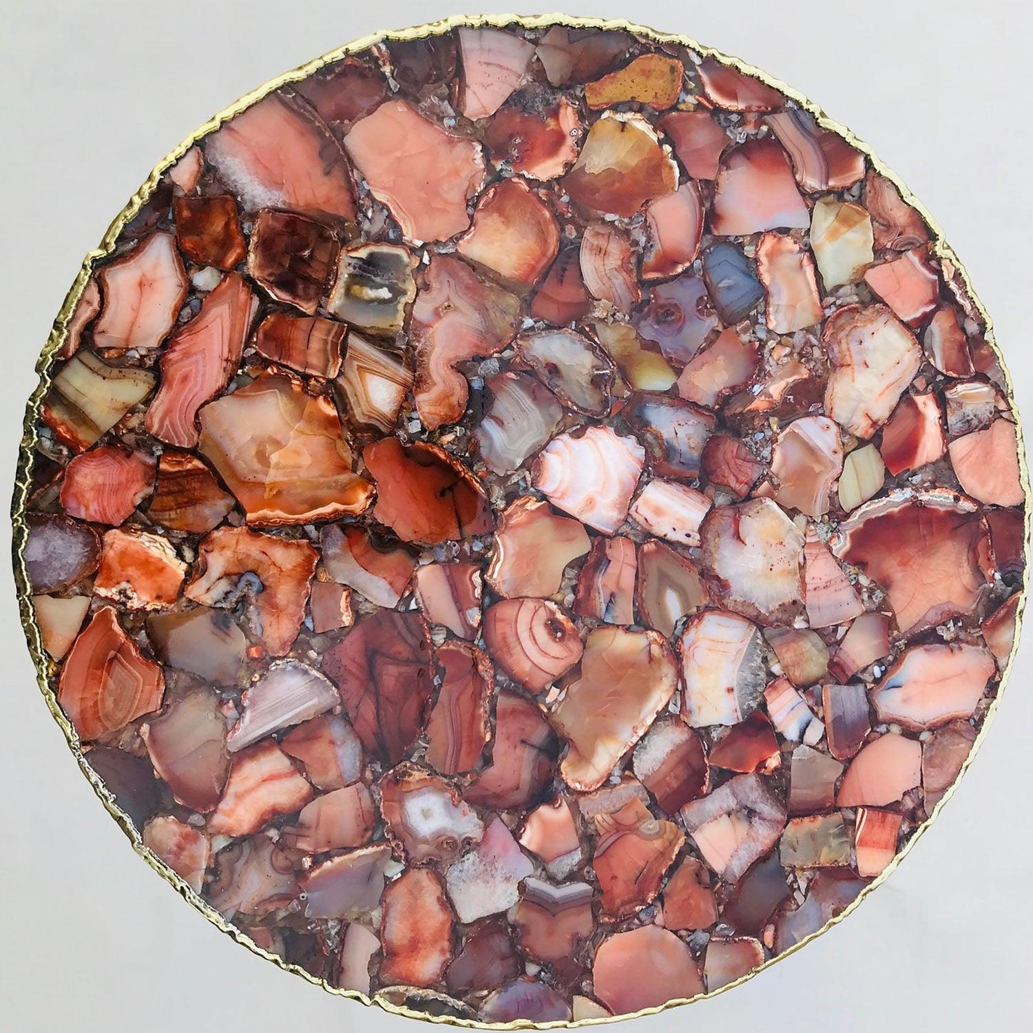 Red Agate Round Edge Side/Coffee Table - PRHOMZ