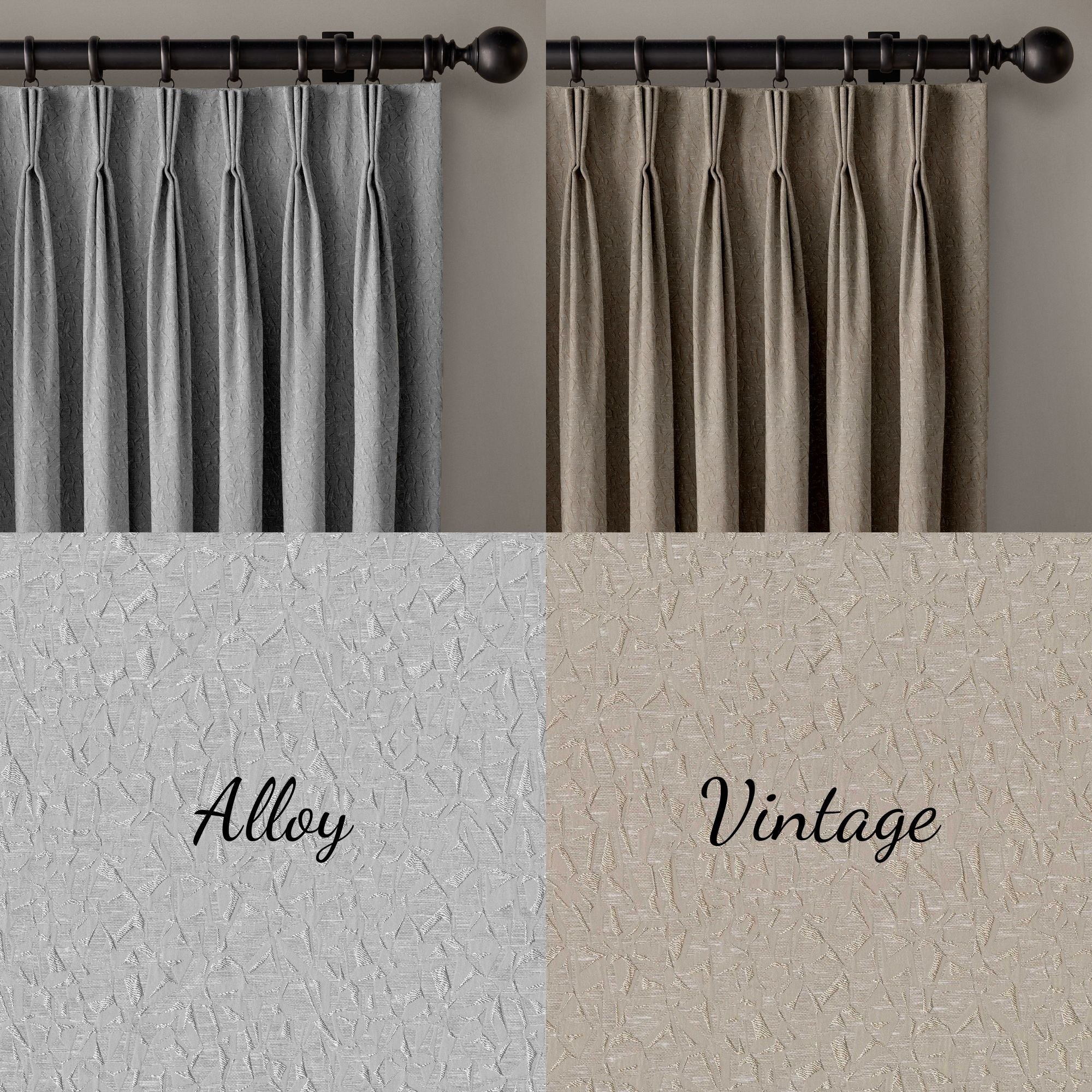 Textured Weave Pinch Pleated Curtains | Standard & Made to Measure Sizes | Blackout or Light Filtering Liner Options-4