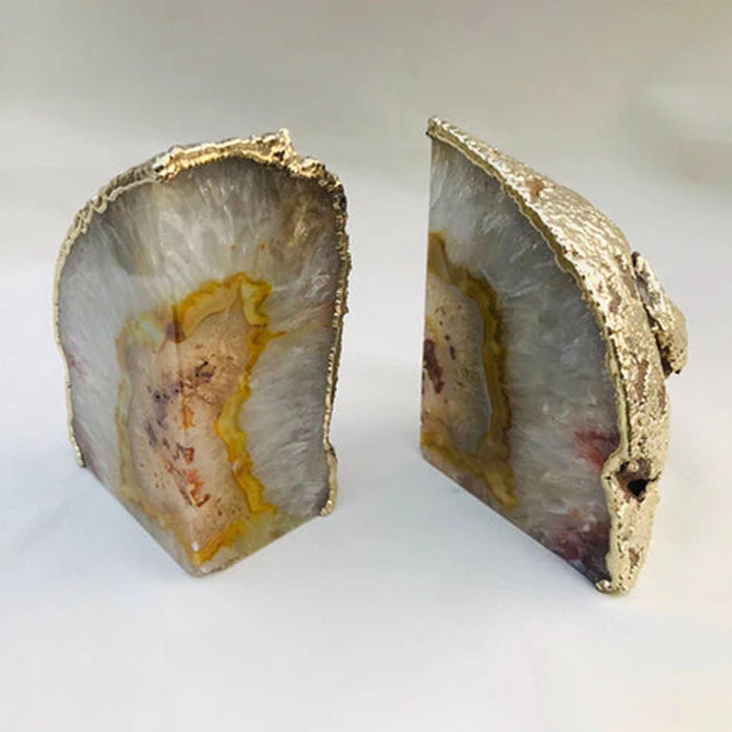 Natural Clear Plated Agate Bookends - PRHOMZ