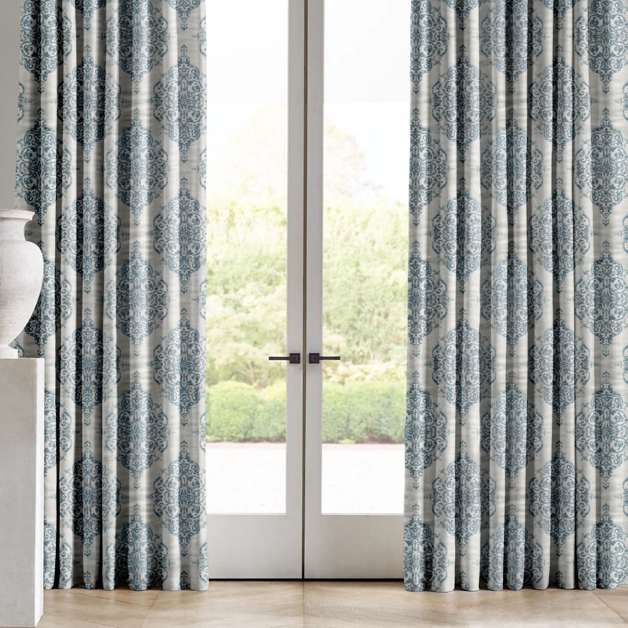Luxury Damask Silk Jacquard Curtains | Blackout & Light Filtering Lined Drapes | Standard & Made to Measure-1