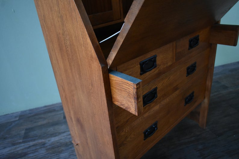 Mission Solid Oak Secretary Desk - Michaels Cherry