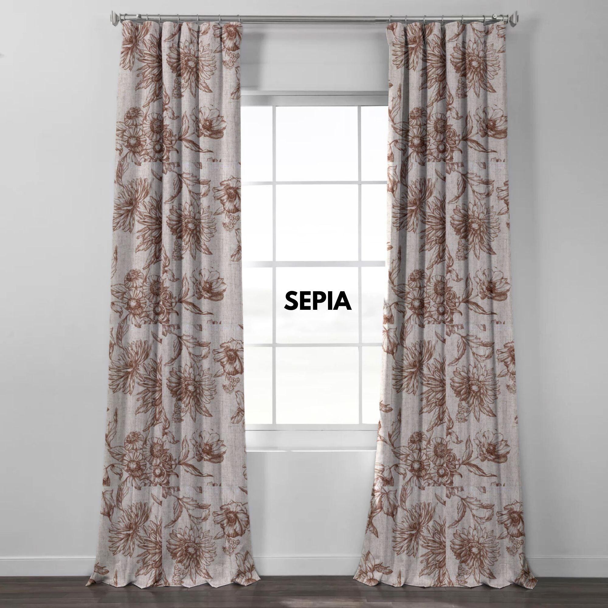 Hand-Painted Floral Linen Curtains | Made to Measure | Blackout & Cotton Lining Options | Single & Pair-4