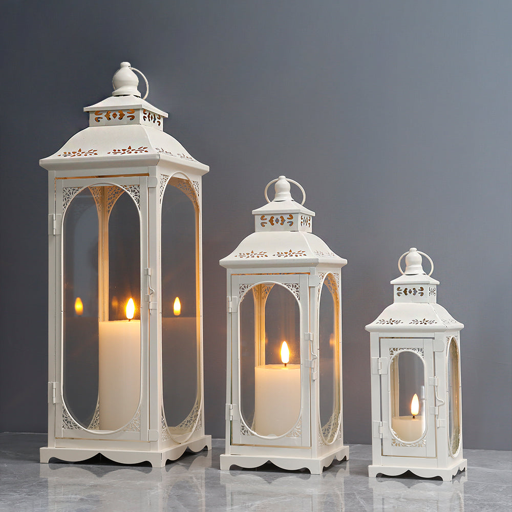 10/14/19.5''High Vintage Candle Lanterns (Set of 3)-0