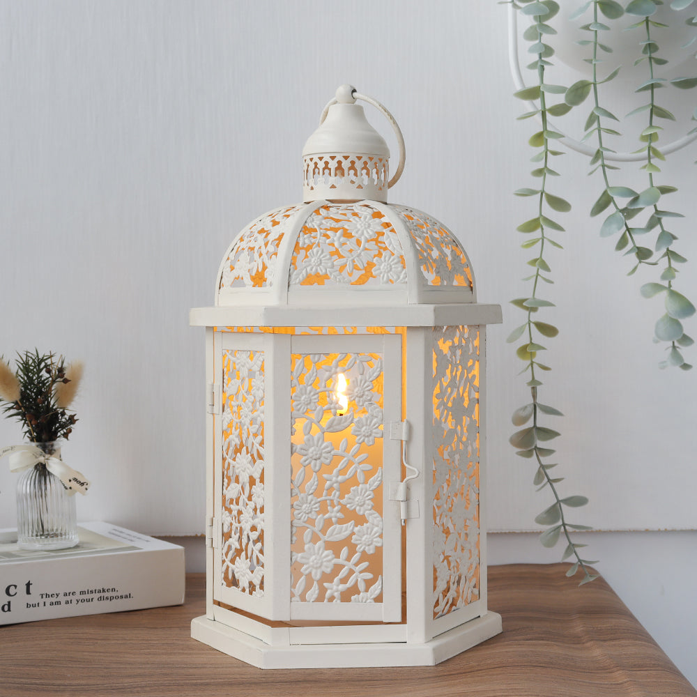 13.5''H Metal Candle Holder Rustic Decorative Lanterns-2